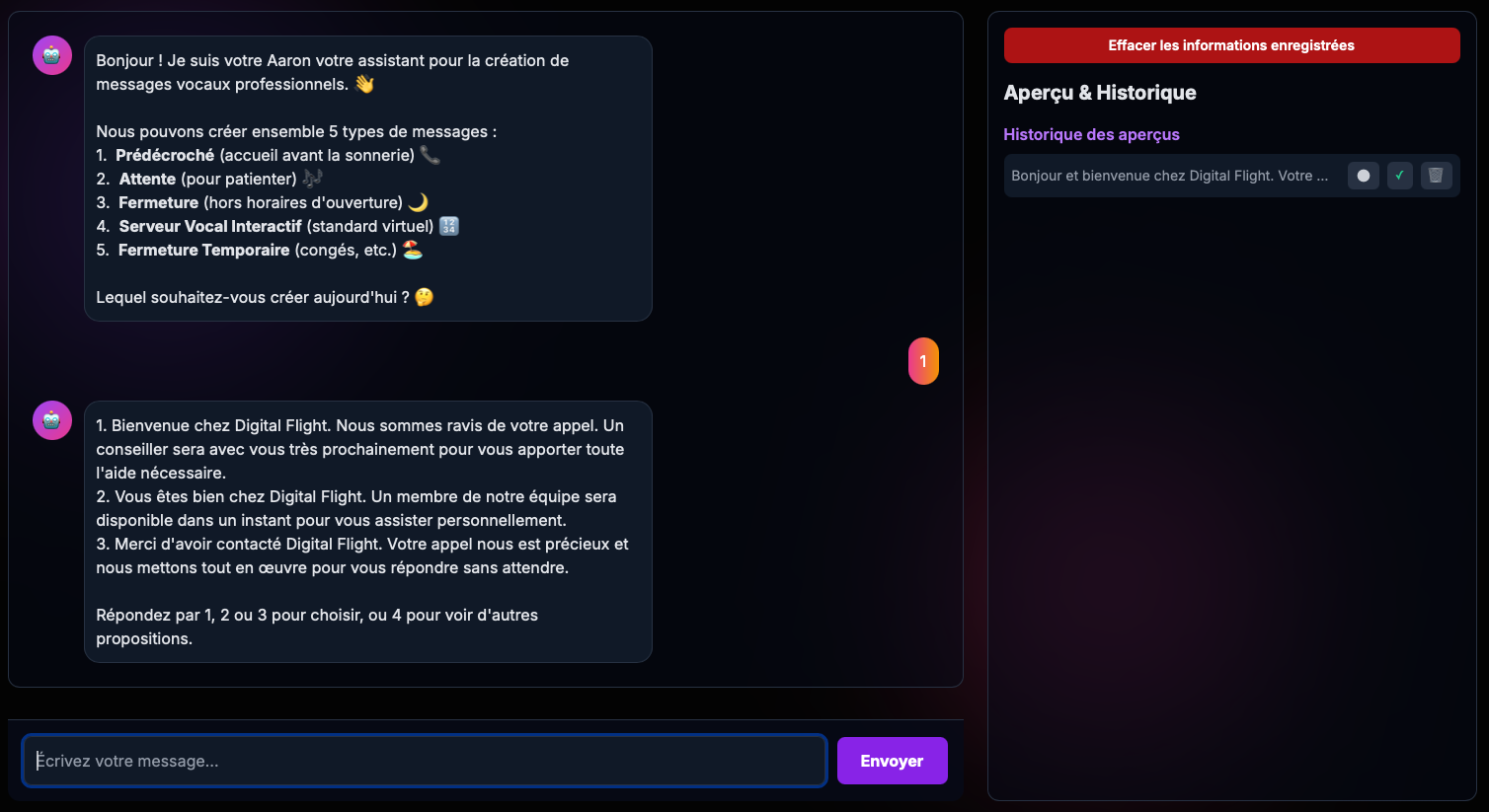 Aperçu de l'interface client 1