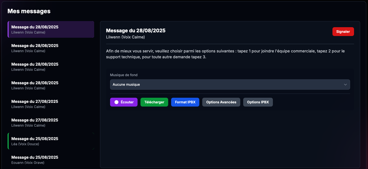 Aperçu de l'interface client 3